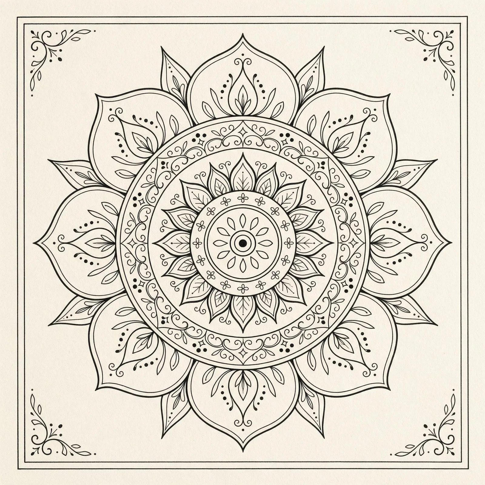 Seedream 5.0 Pro: Fine-Line Mandala, seed 1111