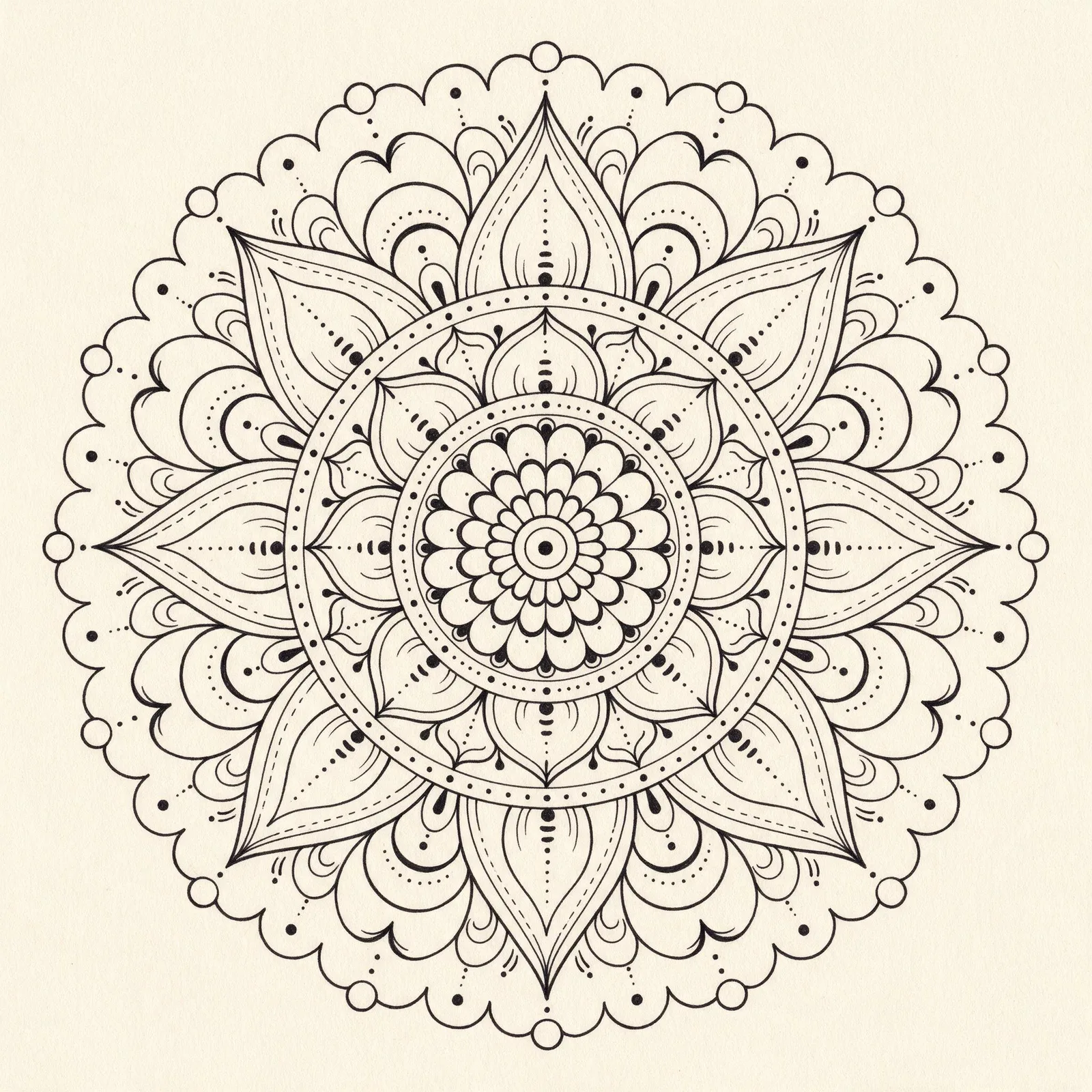 Seedream 5.0 Pro: Fine-Line Mandala, seed 2222