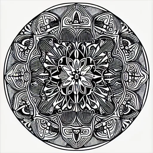 Stable Diffusion 1.5: Fine-Line Mandala, seed 1111