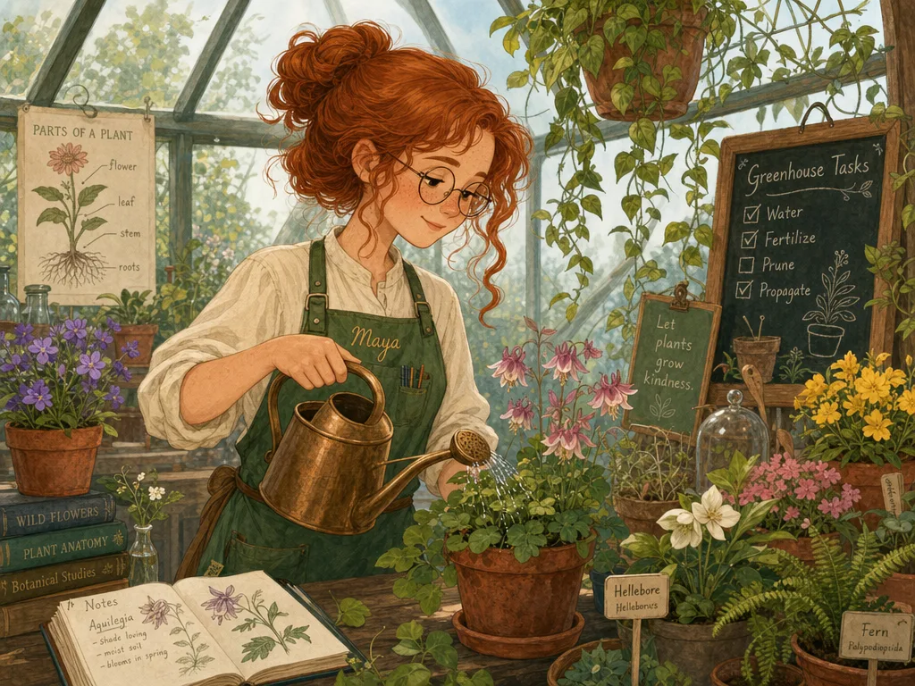 GPT Image 2: Character Series: Greenhouse, sample 3
