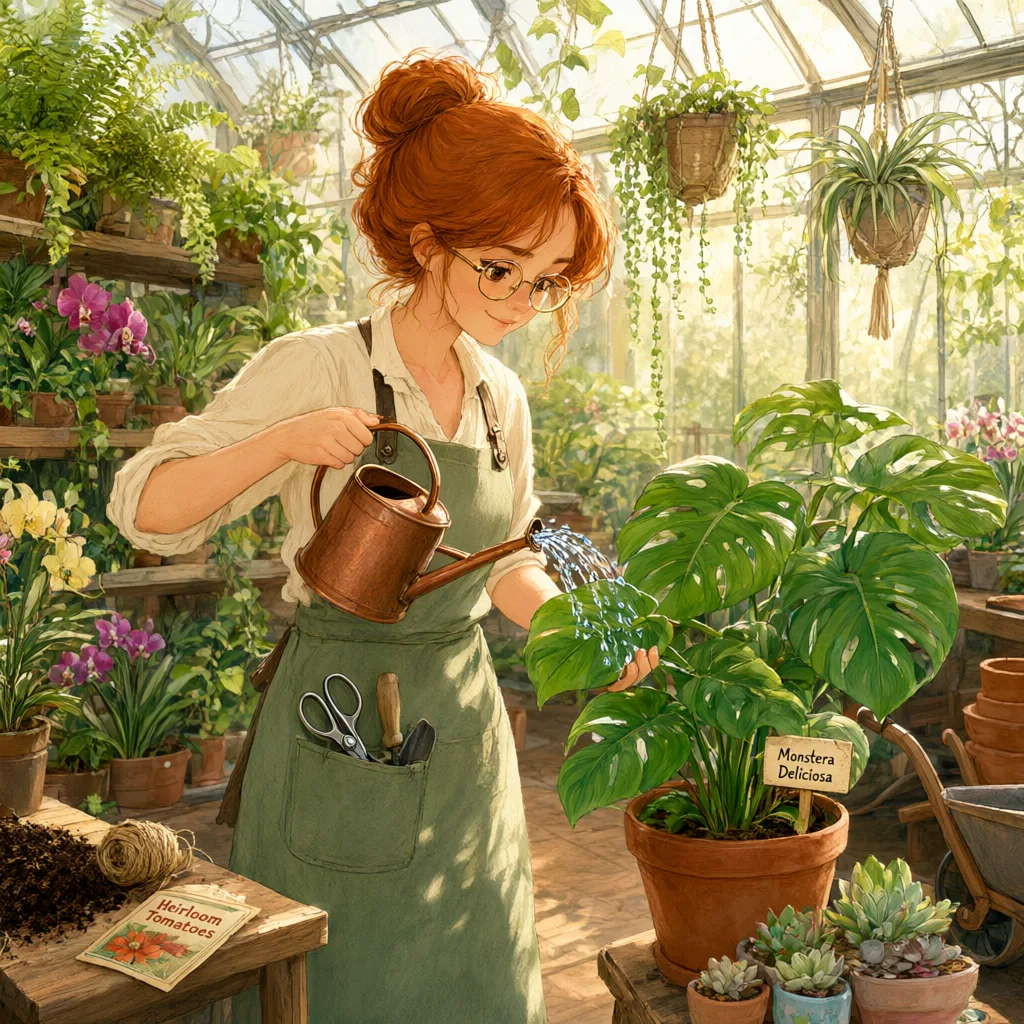 Qwen Image 3.0: Character Series: Greenhouse, seed 1111