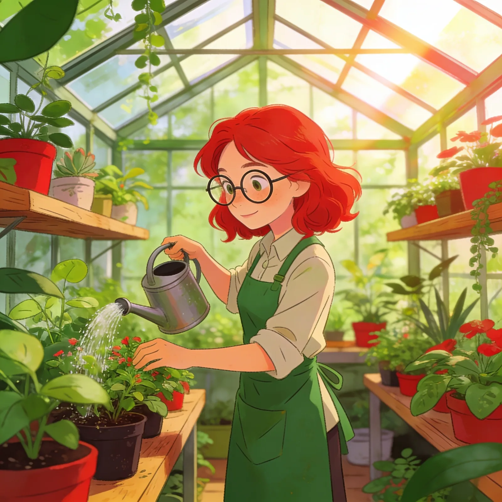 Seedream 4.5: Character Series: Greenhouse, seed 1111