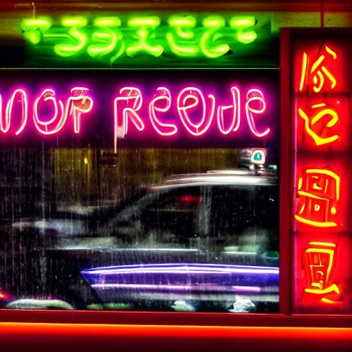 Stable Diffusion 1.5: CJK Neon Sign, seed 2222