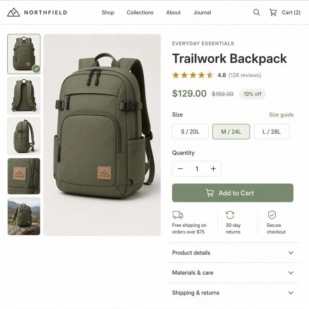 Grok Imagine Image 2.0: E-Commerce Product Page, sample 1