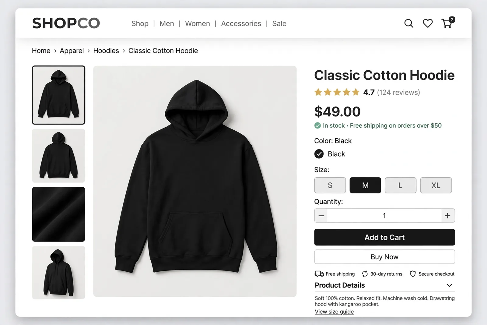 Muse Image: E-Commerce Product Page, sample 1
