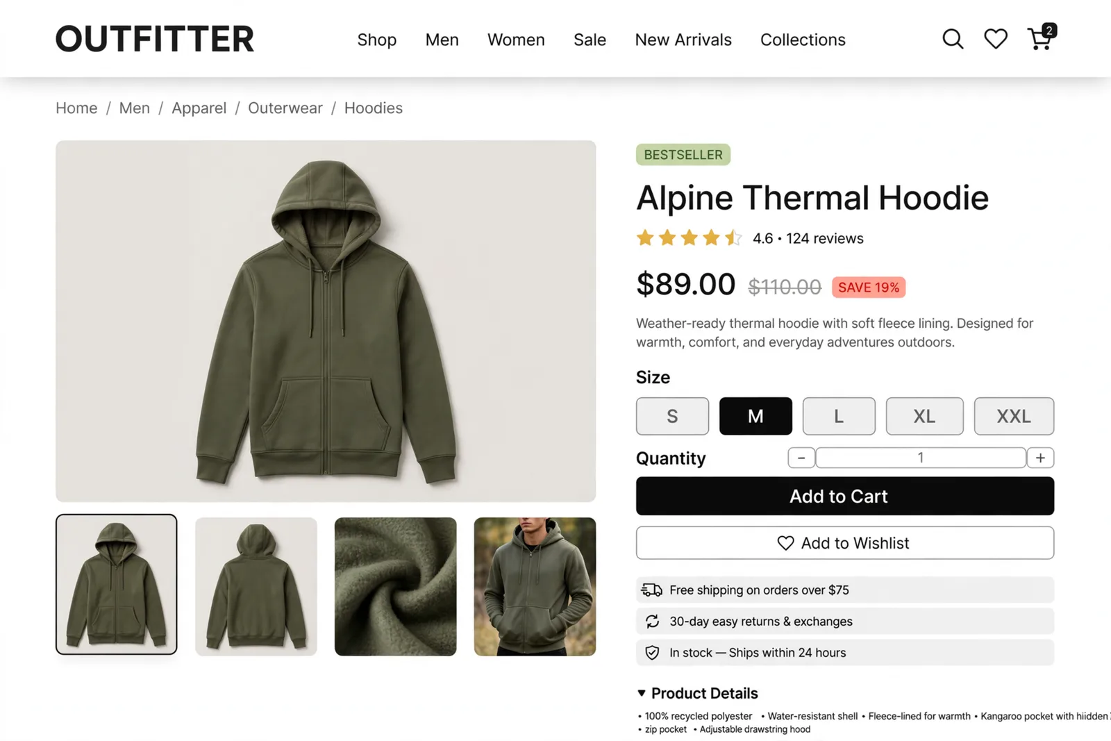 Muse Image: E-Commerce Product Page, sample 2