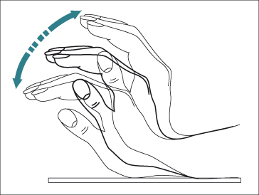 Ilustração do flapping, sintoma de encefalopatia hepática