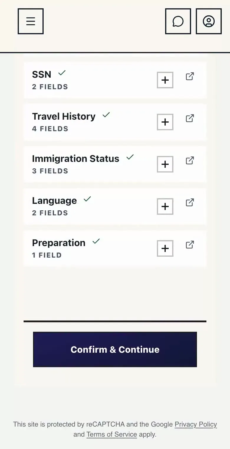 A recording of the review screens on a phone: the results of the review, then every answer grouped by section.