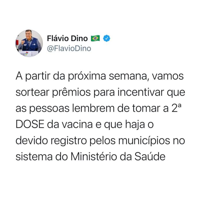 Estado vai sortear até R$ 10 mil para quem tomar 2º dose contra Covid