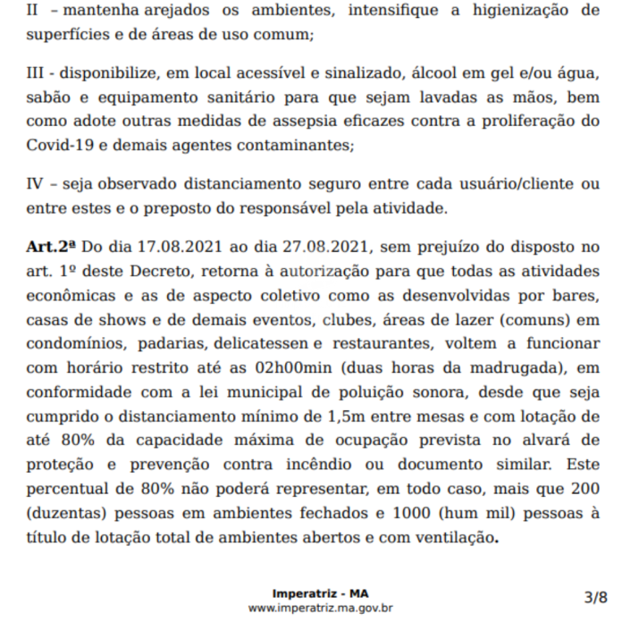 Novo decreto atualiza restrições de funcionamento para estabelecimentos