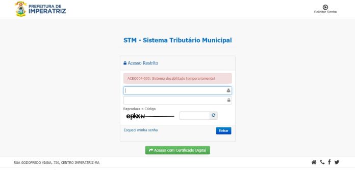 Portal do Contribuinte continua em manutenção e sem previsão de retorno