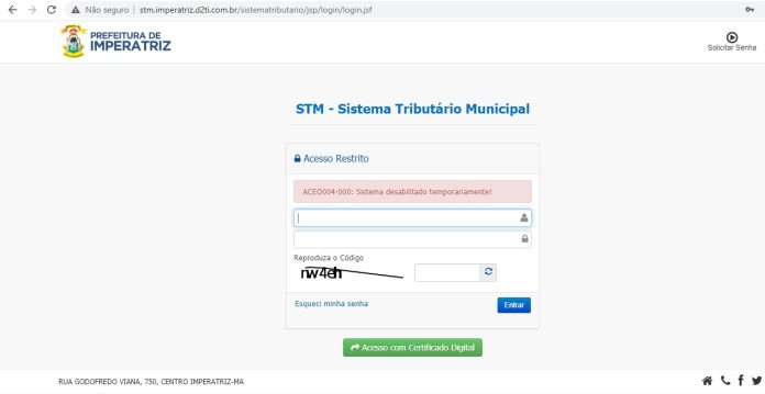 Portal do Contribuinte continua fora do ar; prefeitura culpa empresa