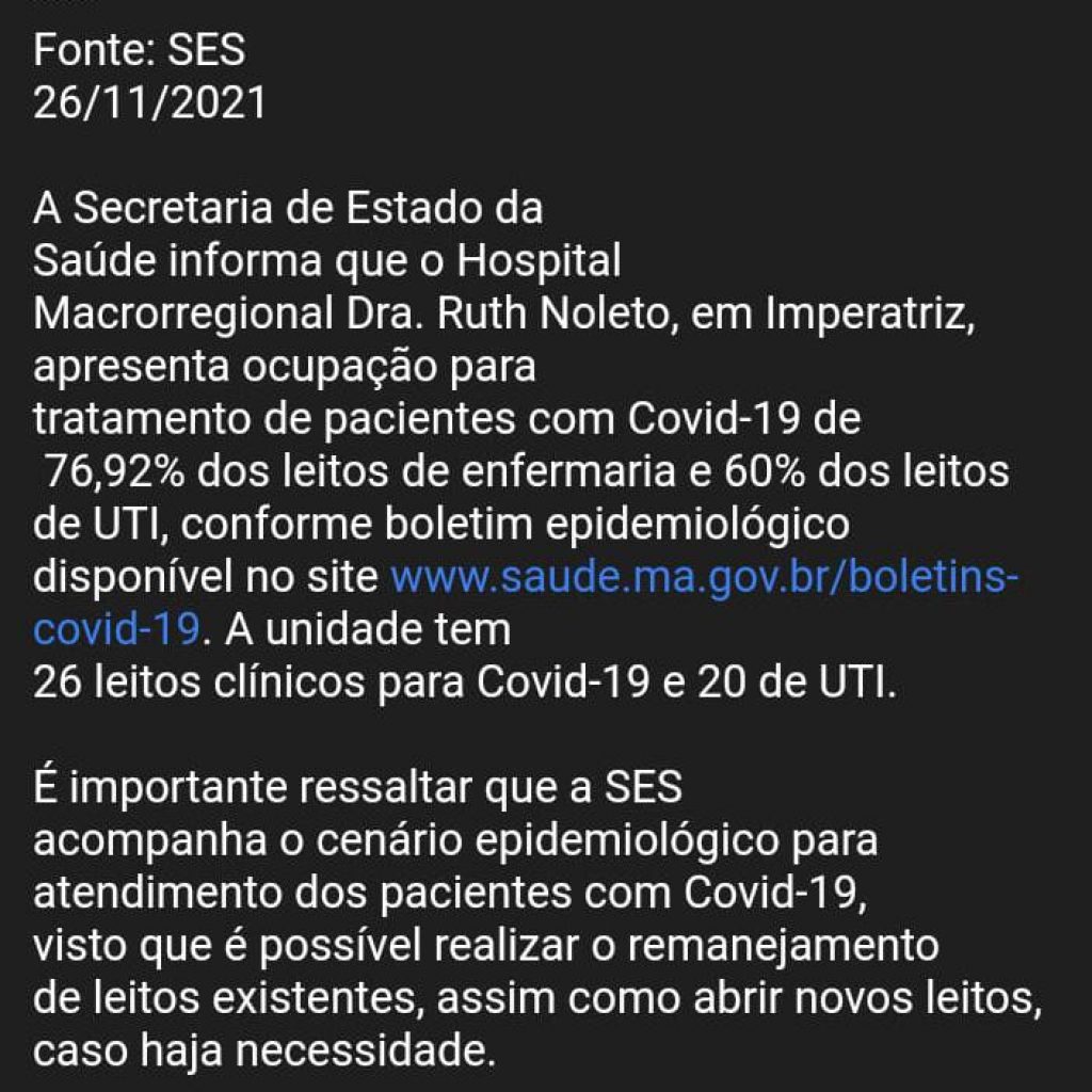 Ocupação de leitos de UTI volta a subir e chega a 60% em Imperatriz 1 Imagens de Notícias de Imperatriz