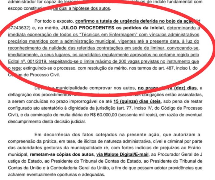 Justiça determina exoneração de técnicos de enfermagem para convocação de concursados