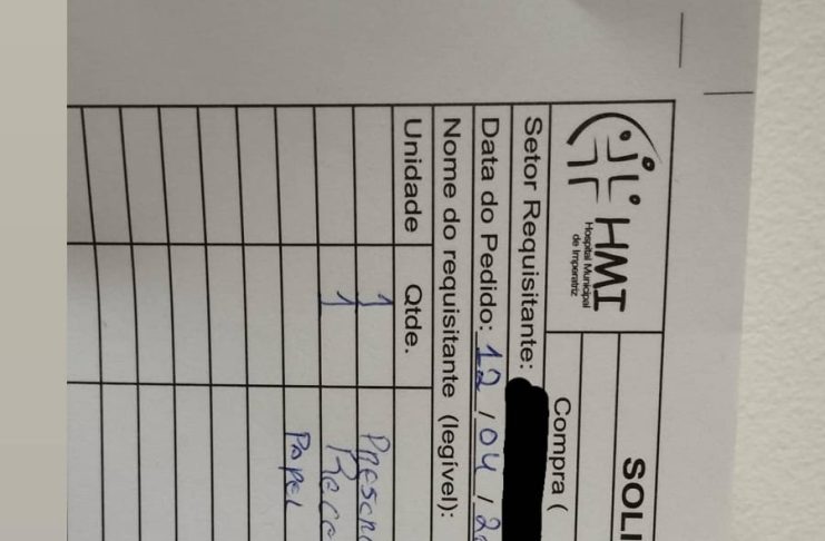 Médicos do Socorrão denunciam falta de papel para solicitar exames e prescrever medicamentos