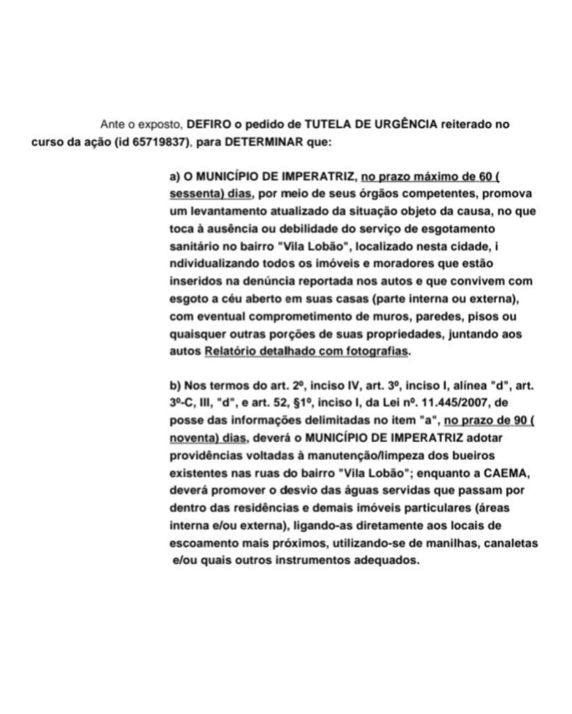 Justiça determina que prefeitura de ITZ e Caema construam rede de esgoto na Vila Lobão 1 Imagens de Notícias de Imperatriz