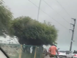 Motociclista é flagrado trafegando em passarela no viaduto