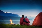 Night-twilight-grass-fire-the-pair-tent-lake-fog