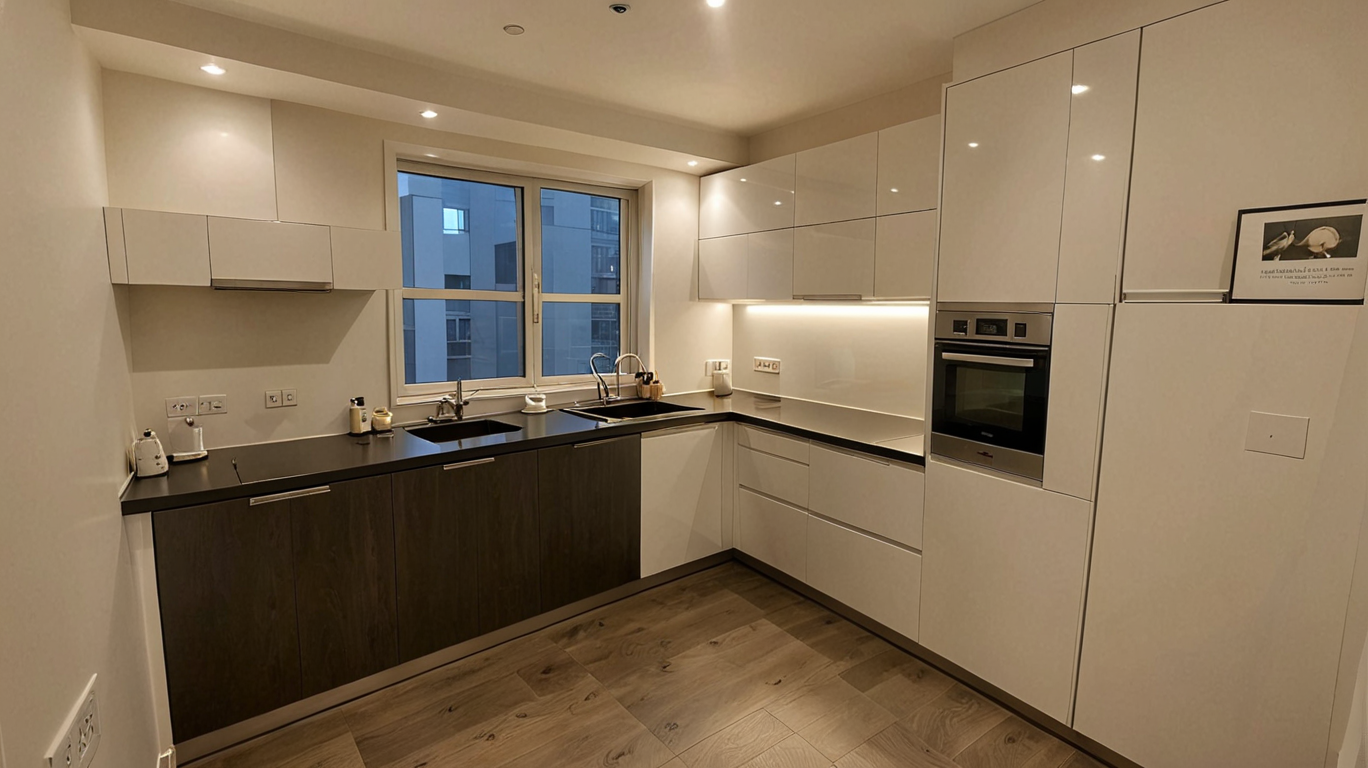 White oak kitchen design with minimalist layout generated by AI