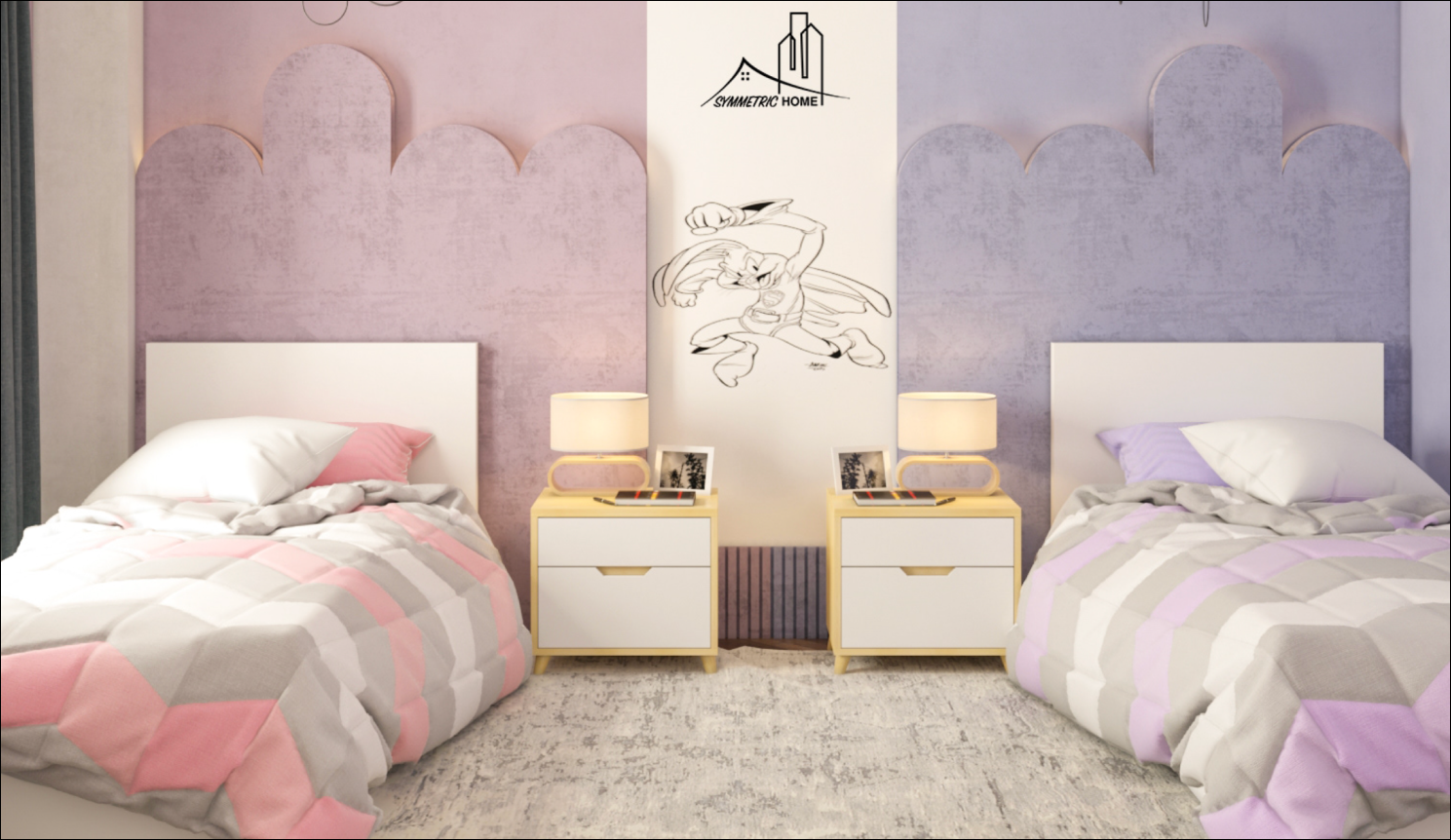Kids bedroom with symmetric balance