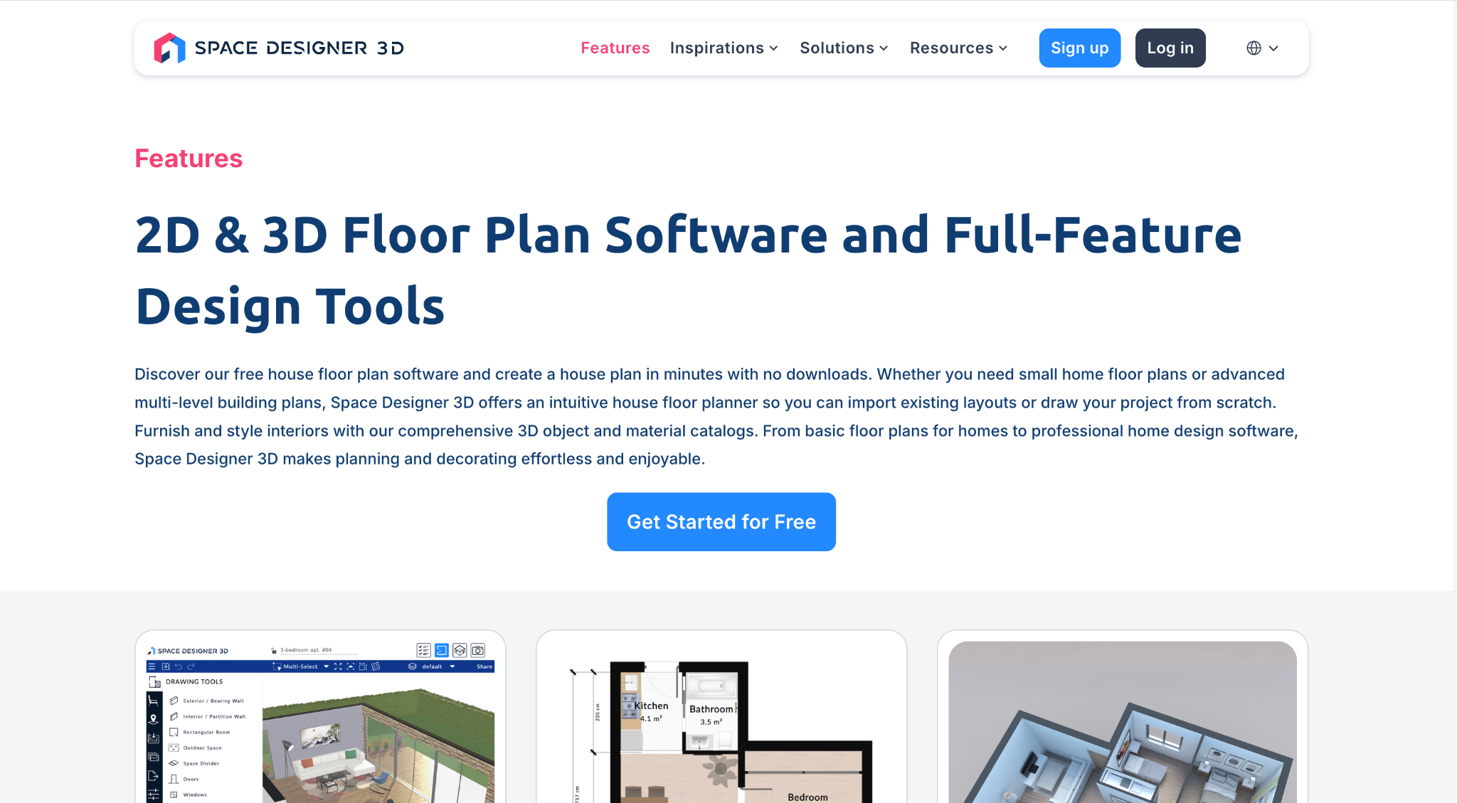 Space Designer 3D browser app, whole house floor plan design for home renovation