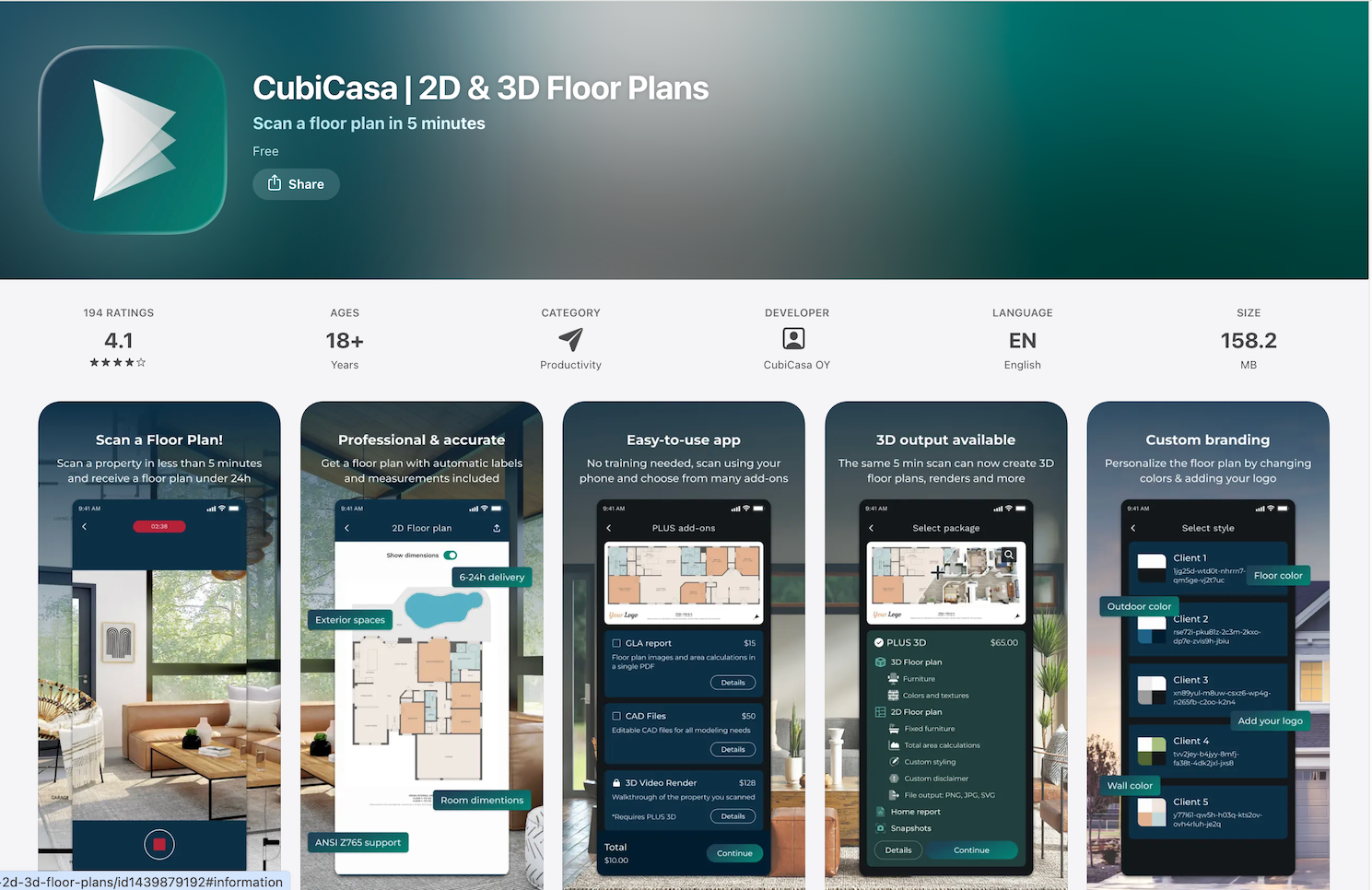 CubiCasa home scan app, fast automatic floor plan creation for house remodeling