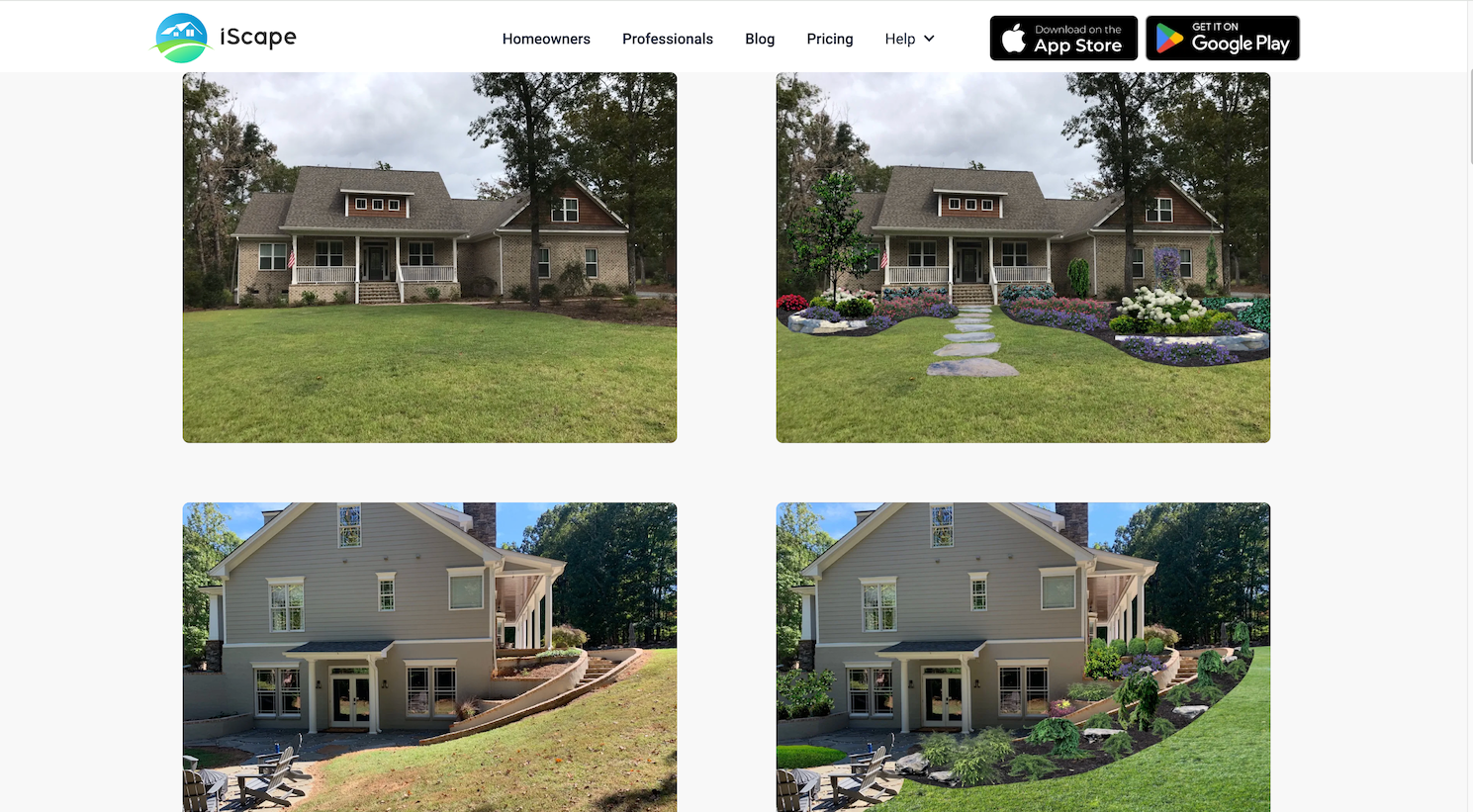 iScape exterior remodel app, yard landscape and curb appeal design planning