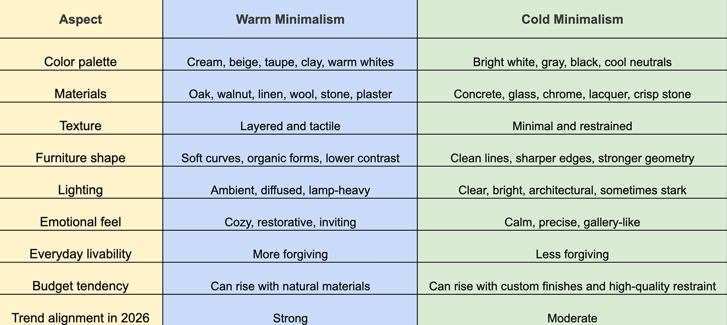 Quick overview of the differences