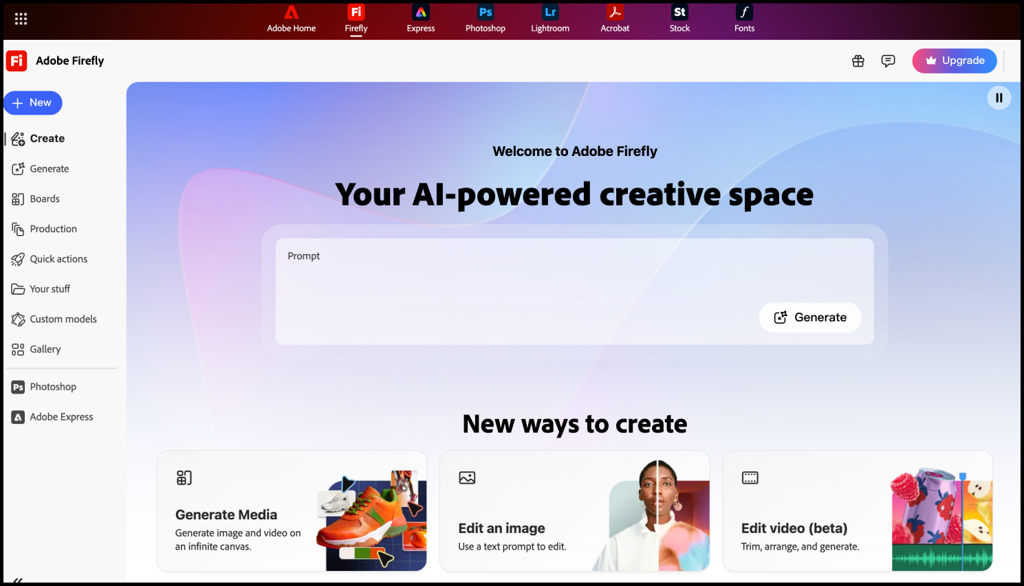 Adobe Firefly AI image, video & audio generation