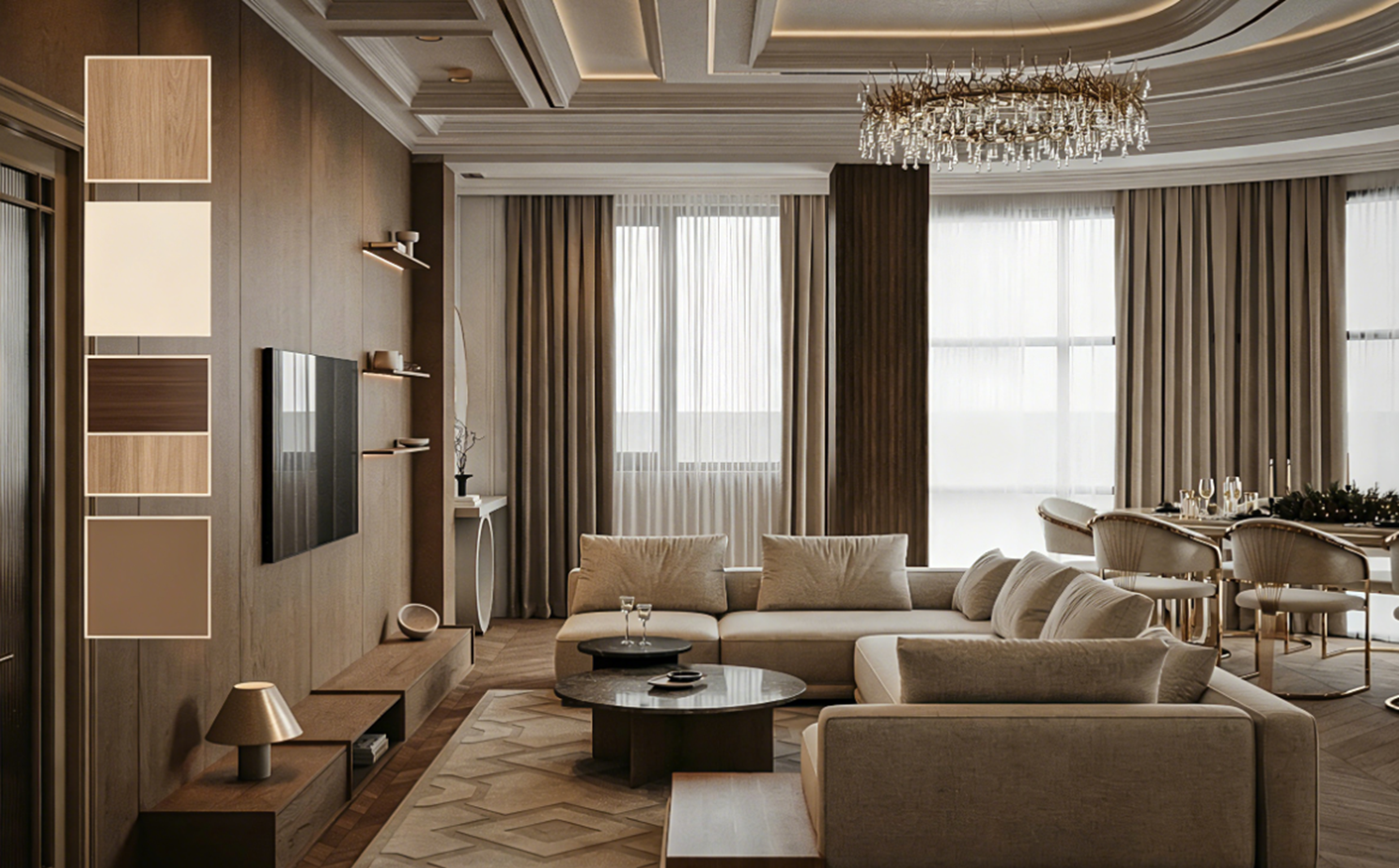 Living room in earthy neutral color