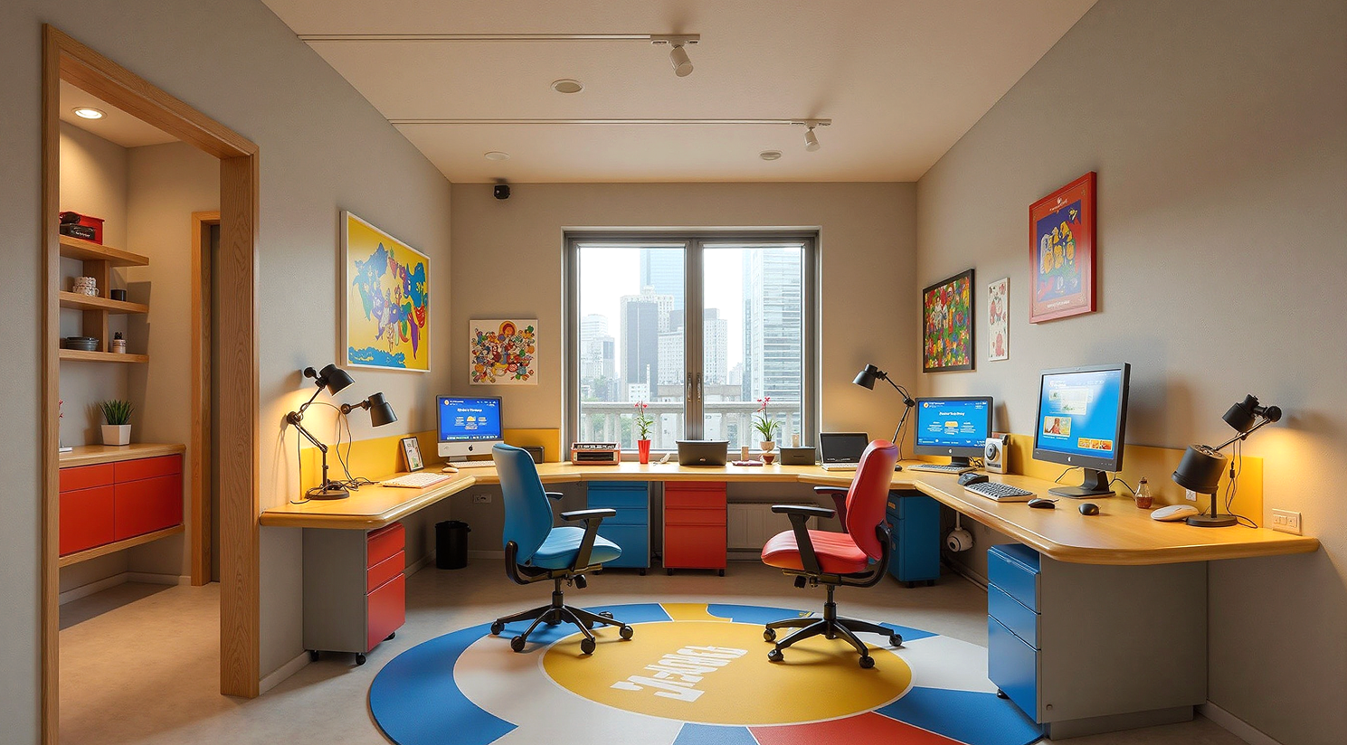 Cartoon style home office design generated with AI
