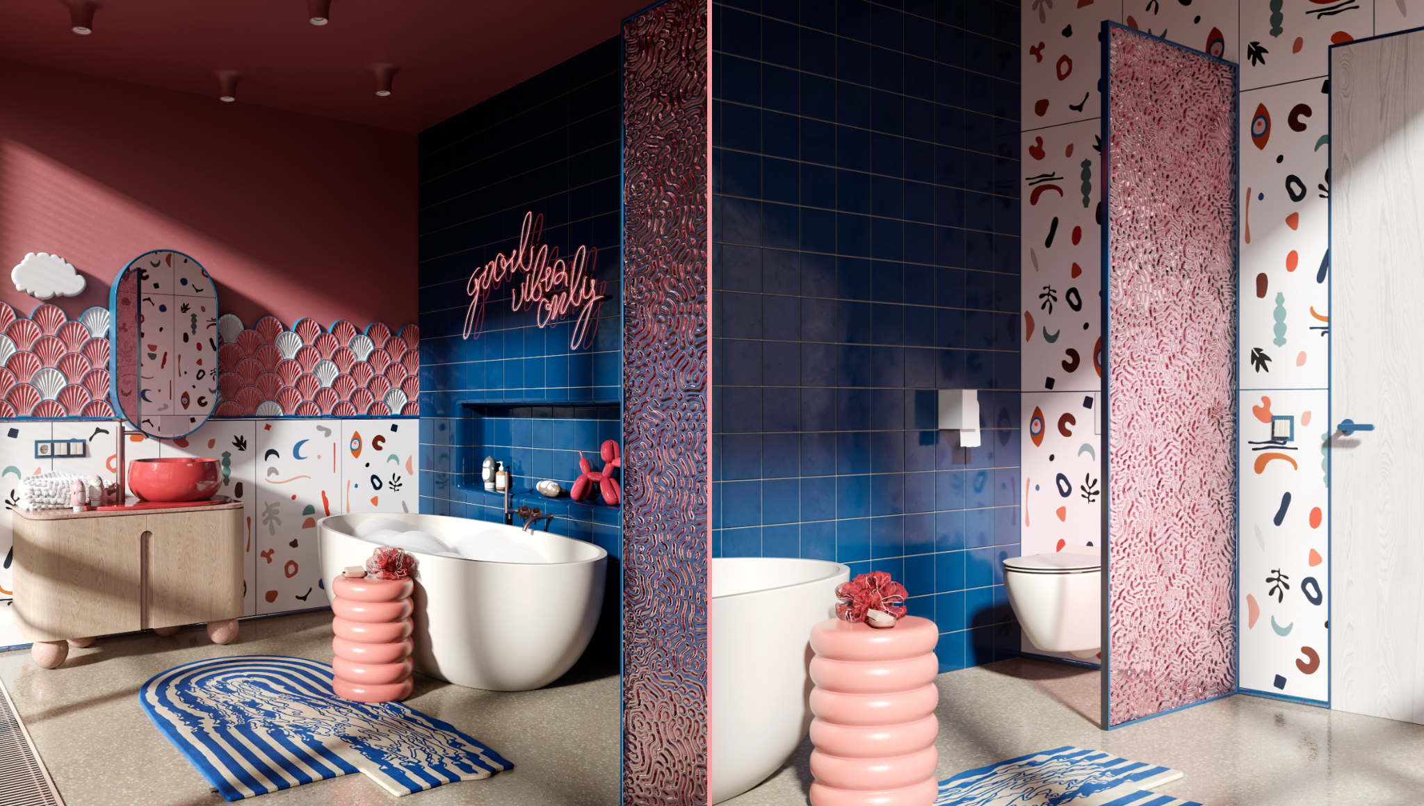 Warm bright color bathroom design example