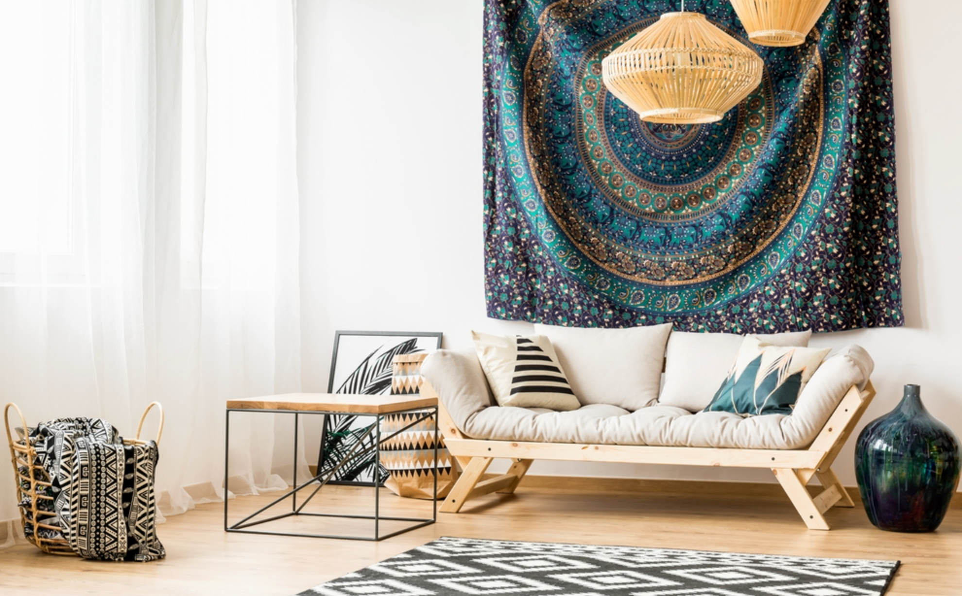 Textile hangings for living room