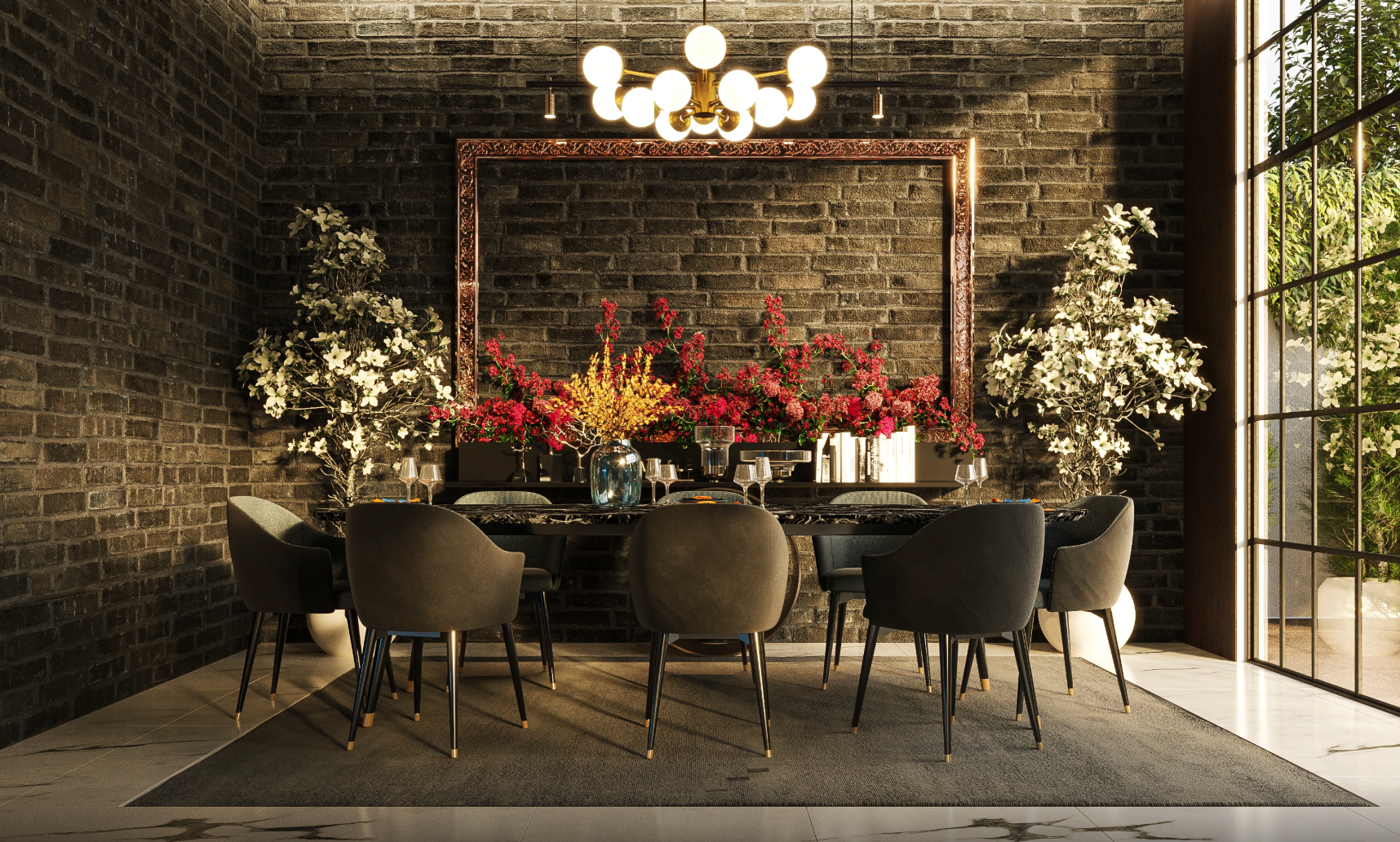 Biophilic interior design dining room