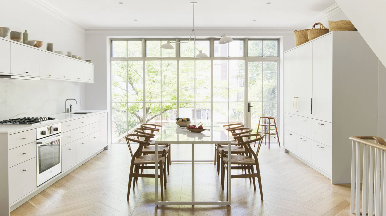 Clean minimalist New York apartment with pale palette, custom details, and crisp visual flow