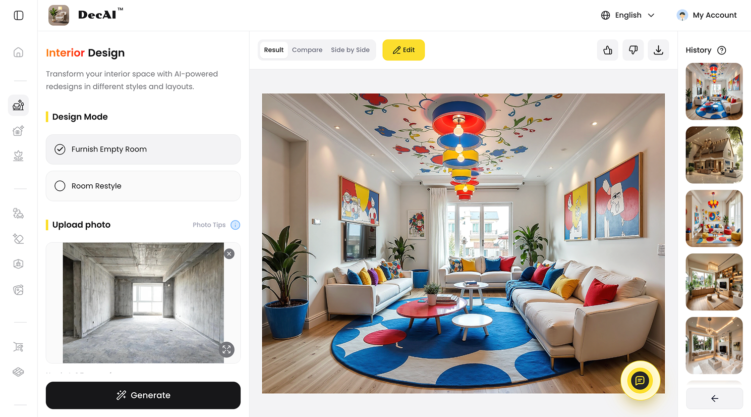 DecAI™ interior design interface