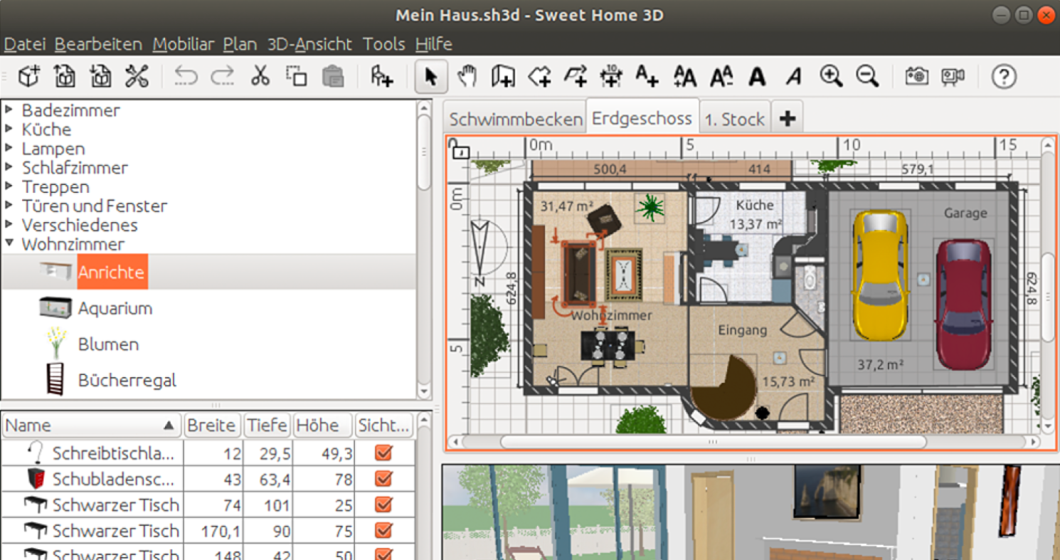Sweet Home 3D interior design tool