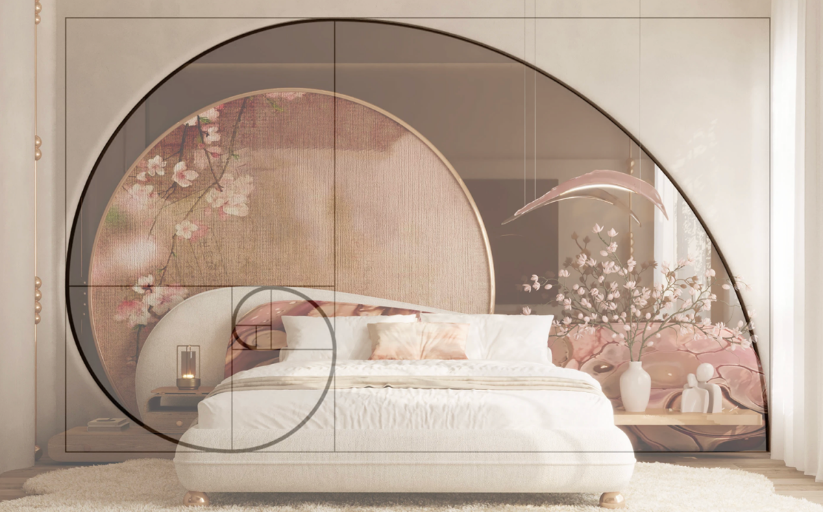 Master bedroom with golden ratio balance