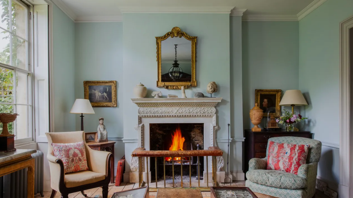 Living room example with the fireplace focused