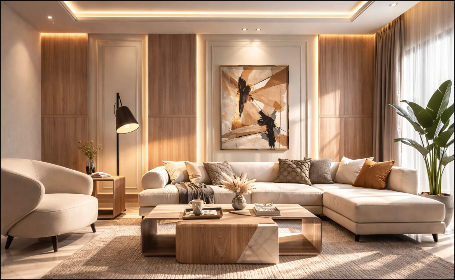 Living room design with natural light