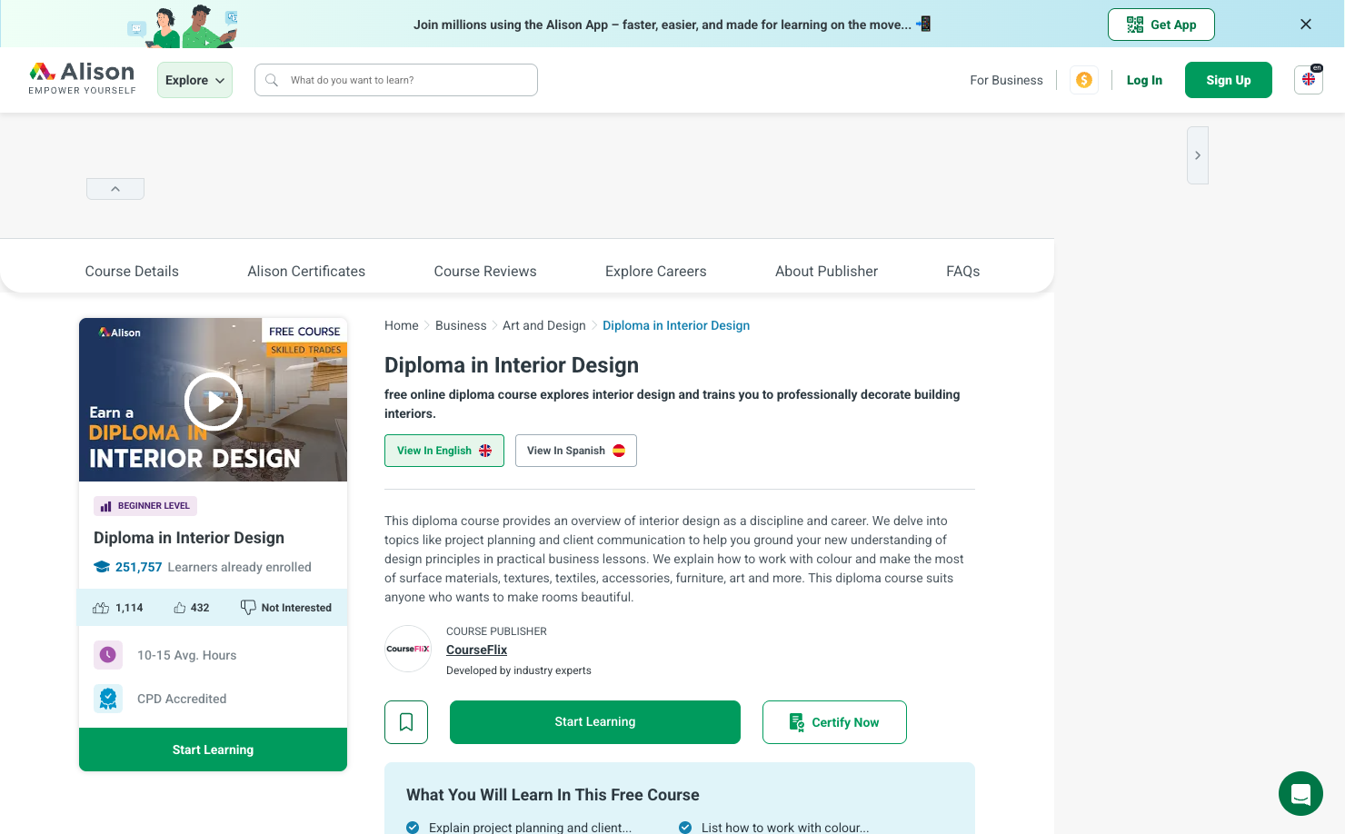 Alison Diploma in Interior Design