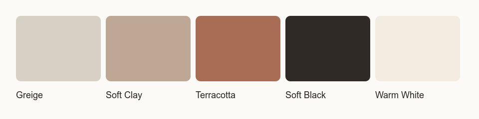 Greige, Clay, and Black Accents