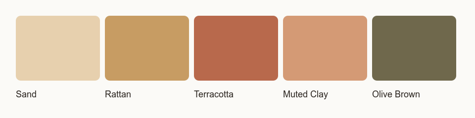 Sand, terracotta, and natural rattan