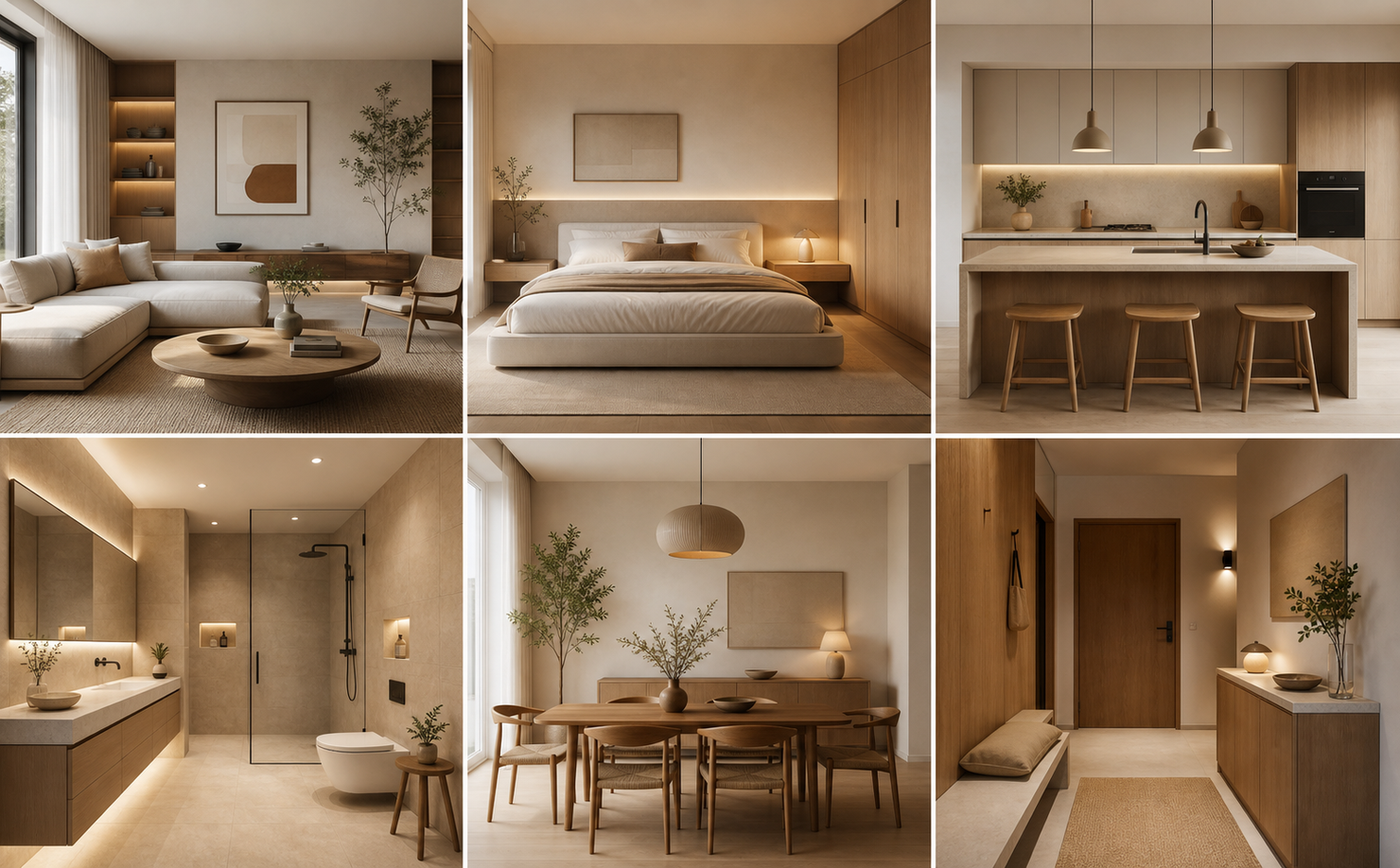 Warm Minimalism Design Guides by Room Type