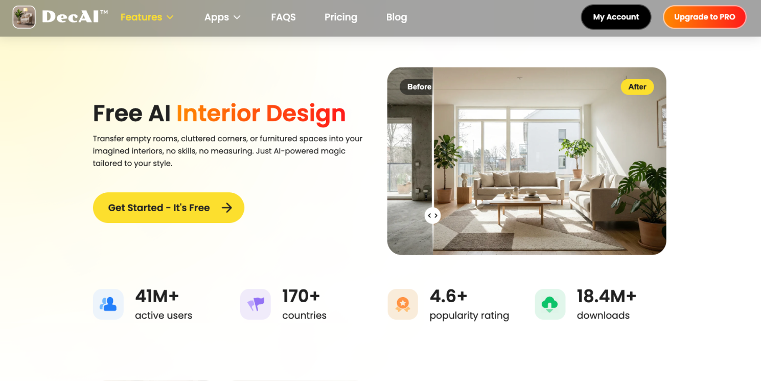 Easy & fast DecAI™ interior design tool