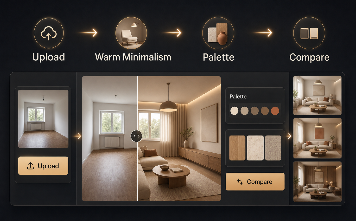 How to Create a Warm Minimalism Interior Design With DecAI™ Step by Step