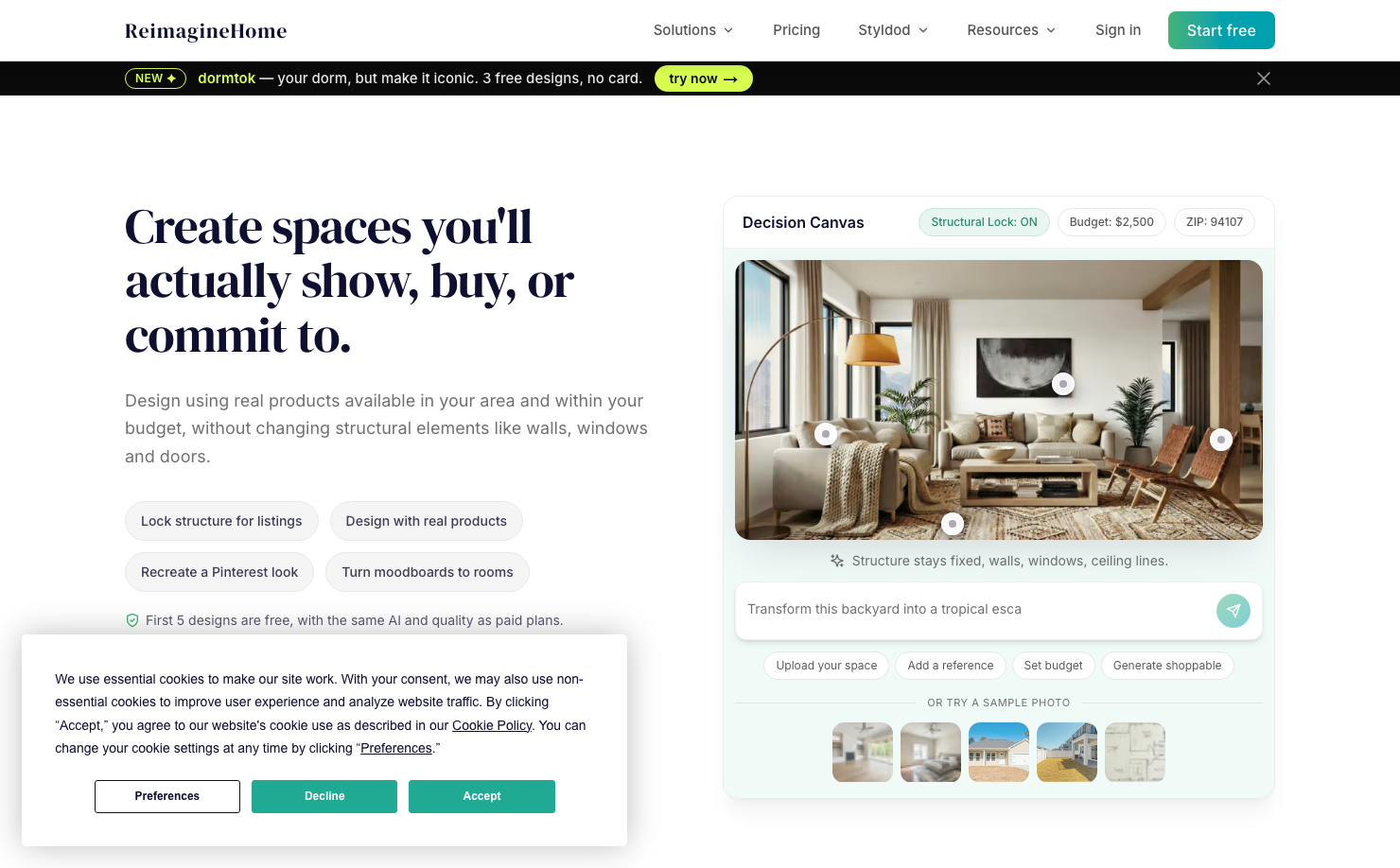 REimagineHome Best for Structure Preserving Redesign and Real Products