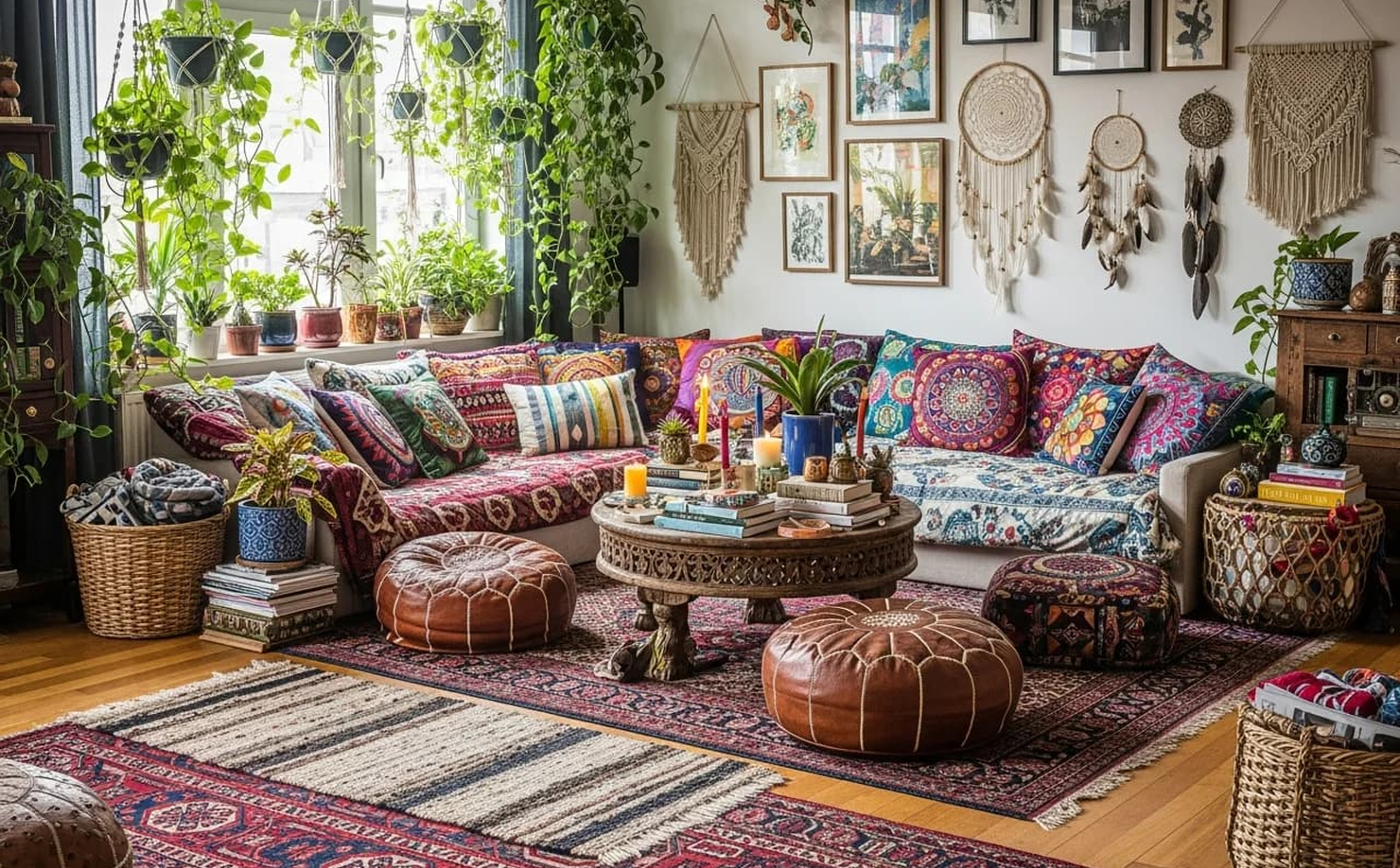Maximalist and bohemian eclectic design example