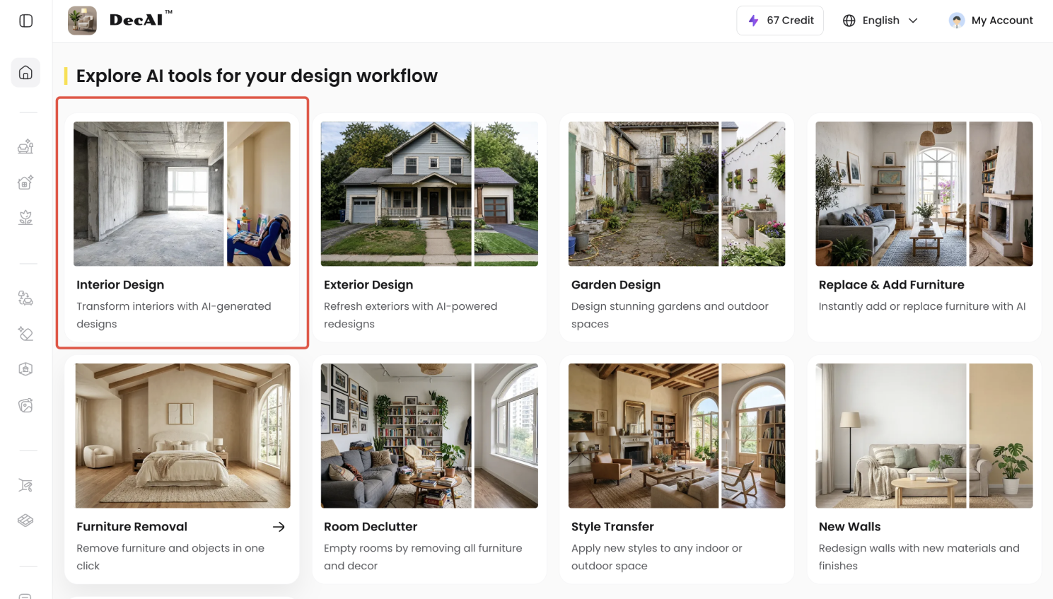 Switch to the interior design section