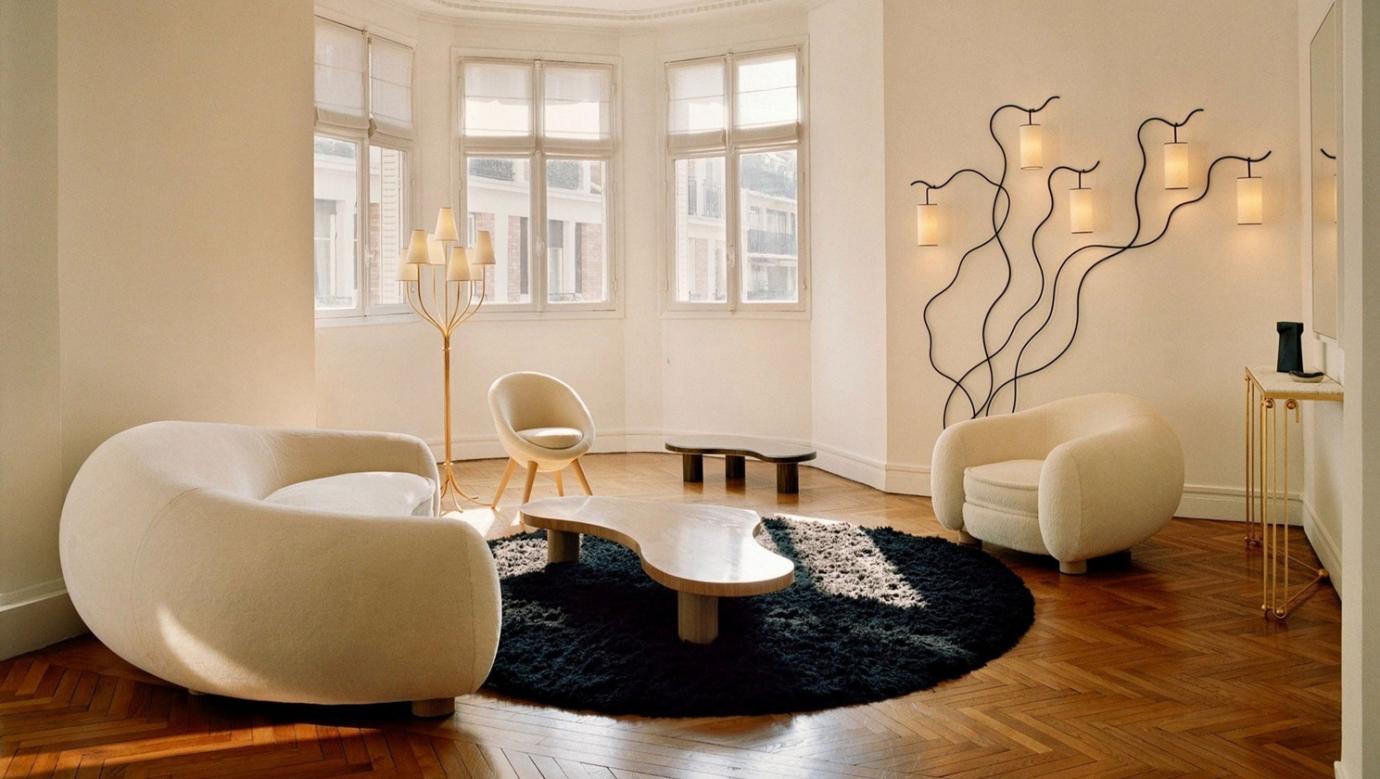 Living room with curved lines